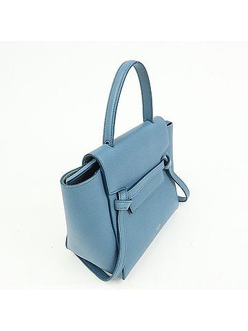 Céline Belt Textured Leather Blue Leather Handbag (view 2)