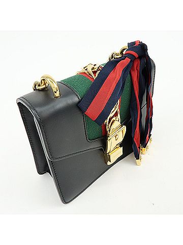 Gucci Sylvie Leather Black Leather Shoulder Bag Bag (view 2)