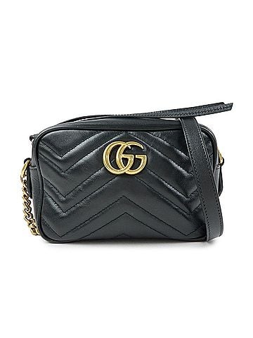 Gucci Gg Marmont Matelasse Patent Black Leather Shoulder Bag Bag (view 1)