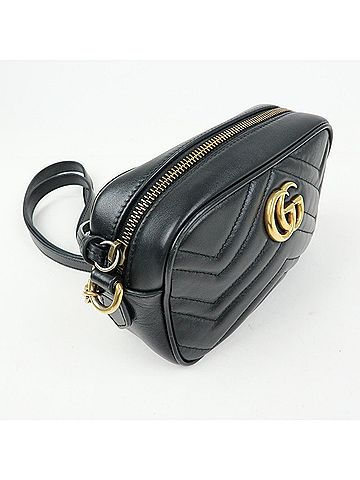 Gucci Gg Marmont Matelasse Patent Black Leather Shoulder Bag Bag (view 2)