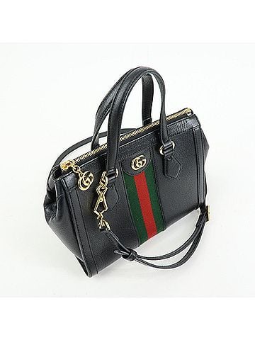 Gucci Ophidia Top Handle Leather Black Leather Tote Bag Bag (view 2)