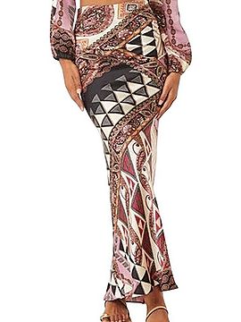 MISA Los Angeles Pink Paisley Maxi Skirt Silk Skirt (view 1)