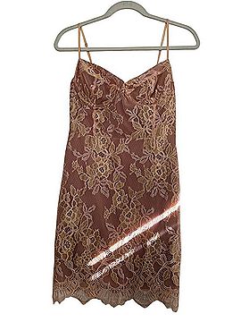 For Love & Lemons Rose Gold Lace Bustier Mini Cocktail Dress (view 2)