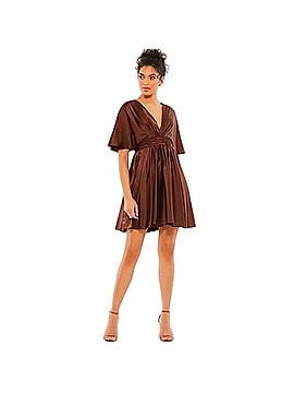 IEENA for Mac Duggal Satin Flowy Cape Sleeve Mini Dress Cocktail Dress (view 1)