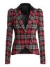 Smythe 34% Polyester 33% Viscose 32% Wool 1% Elastane 100% Cupro 100% Cotton Tropical Plaid Red Black Blazer Size 4 - photo 1