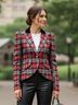 Smythe 34% Polyester 33% Viscose 32% Wool 1% Elastane 100% Cupro 100% Cotton Tropical Plaid Red Black Blazer Size 4 - photo 5