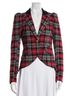 Smythe 34% Polyester 33% Viscose 32% Wool 1% Elastane 100% Cupro 100% Cotton Tropical Plaid Red Black Blazer Size 4 - photo 2