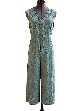 Yeokou Sleeveless Button-Front Wide-Leg Jumpsuit Casual Pants (view 1)