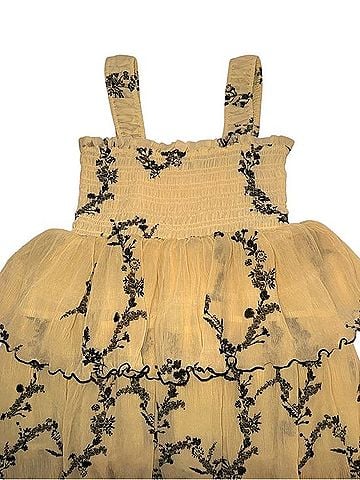 Ganni Pleated Georgette Flounce Smocked Midi Dress Casual Dress (view 2)
