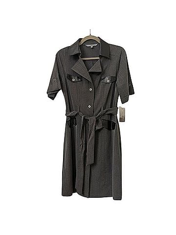 Sharagano Notched Collar Belted Shirt Dress Casual Dress (view 2)