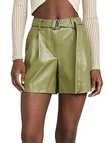 Rebecca Taylor Vegan Leather Belted Shorts Faux Leather Shorts (view 2)