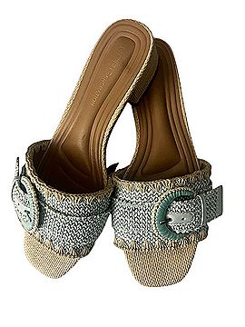 BCBGeneration Light Blue Woven Slide Mules with Buckle Mule/Clog (view 1)