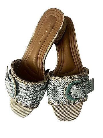 BCBGeneration Light Blue Woven Slide Mules with Buckle Mule/Clog (view 1)