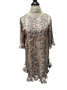Vernacular Snake Print Ruffle Hem Shift Dress Casual Dress (view 1)