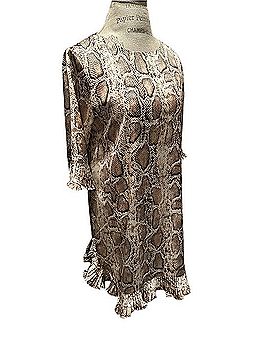 Vernacular Snake Print Ruffle Hem Shift Dress Casual Dress (view 2)
