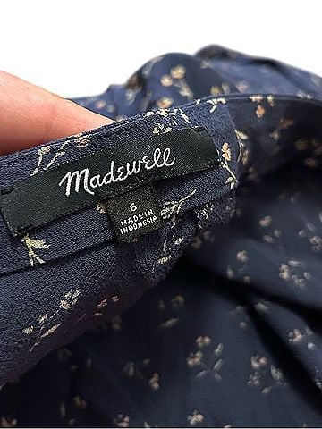 Madewell Navy Floral Midi Skirt Casual Skirt (view 2)