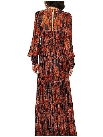 FARM Rio Giraffes Puff Sleeve Tiered Maxi Dress Casual Dress (view 1)