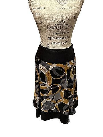Allison Taylor Geometric Circle Print A-Line Sateen Skirt Casual Skirt (view 1)