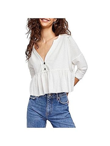 Free People Dallas Peplum Henley 3/4 Sleeve Top (view 1)
