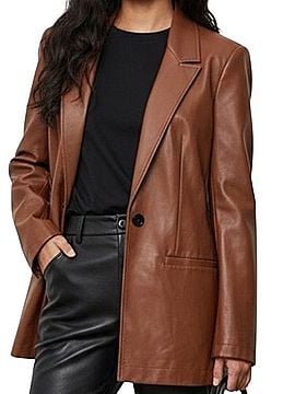 STAUD Faux Leather Blazer Jacket (view 1)