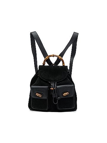 Gucci Large Suede Bamboo Drawstring Backpack (view 1)