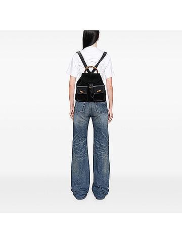 Gucci Large Suede Bamboo Drawstring Backpack (view 2)