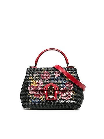Dolce & Gabbana Calfskin Roses Print Lucia Satchel (view 1)
