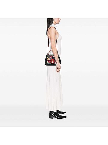 Dolce & Gabbana Calfskin Roses Print Lucia Satchel (view 2)