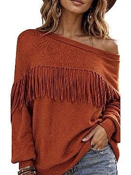 Michael Kors Angora Knit Off the Shoulder Fringe Pullover Sweater (view 1)