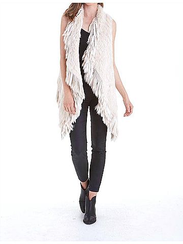 Love Token Quinn Fur Vest in Off-White (view 2)