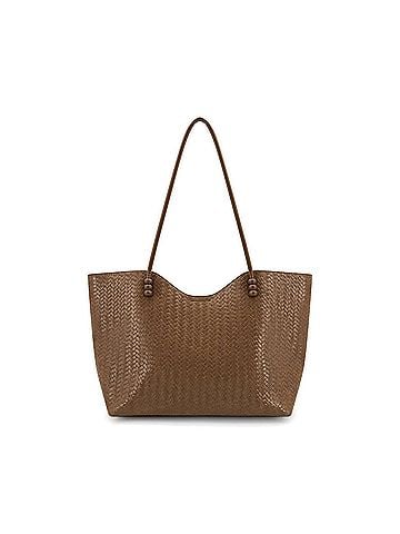 Like Dreams Women's Aveline Woven Tote Bag in Brown (view 2)