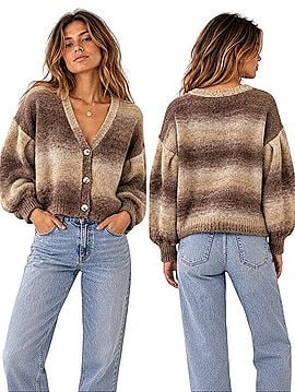 Jamison Jamison Honey Ombre Marl Cropped Cardigan Wool Cardigan (view 1)
