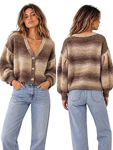 Jamison Jamison Honey Ombre Marl Cropped Cardigan Wool Cardigan (view 1)