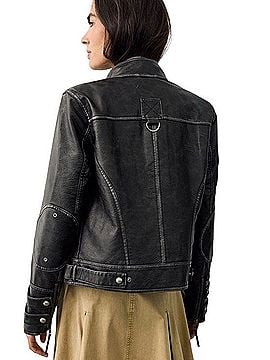 Free People Black Faux Leather Moto Jacket Jacket (view 2)