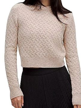 Lululemon Athletica Alpaca Wool Cable Knit Cropped Sweater Wool Pullover Sweater (view 2)