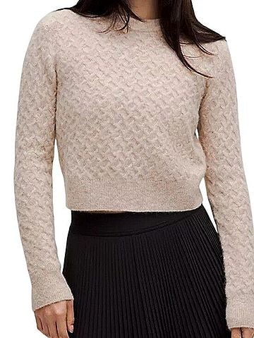 Lululemon Athletica Alpaca Wool Cable Knit Cropped Sweater Wool Pullover Sweater (view 2)