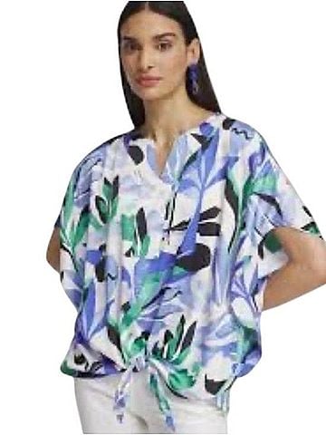 Chico's Tropical Satin Tie Front Tunic Top T-Shirt (view 2)