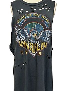 Daydreamers Van Halen Distressed Crewneck Tee 1984 Tour of the World T-Shirt (view 1)
