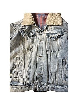 Free People Distressed Small Fleece-Lined Denim Trucker-Style Jacket Jacket (view 1)
