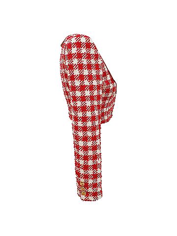 Alessandra Rich Alessandra Rich Checkered Tweed Cropped Jacket in Red Wool (view 2)