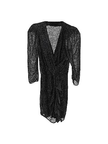BA&SH Ba&amp;Sh Celia Polka Dot Ruffled Mini Dress in Black Silk (view 1)