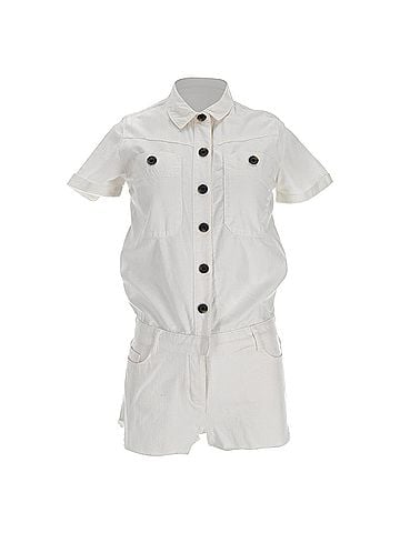 BA&SH Ba&amp;Sh Dundee Button-Down Jumpsuit in White Cotton (view 1)