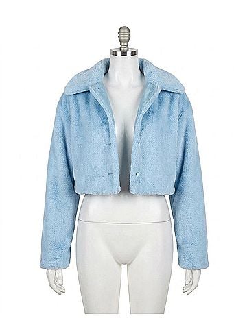 Le Lis Snow Angel Fur Jacket in Baby Blue (view 1)