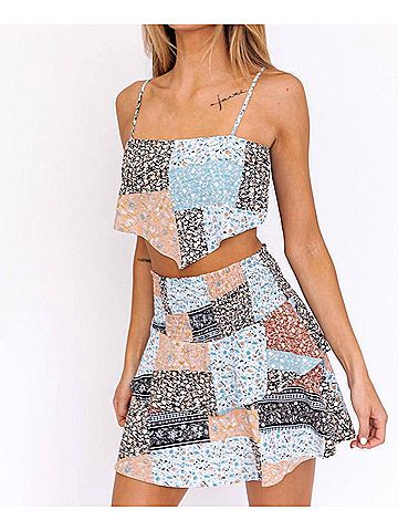 Le Lis Mocha Muse Patchwork Set in Black-Teal (view 2)