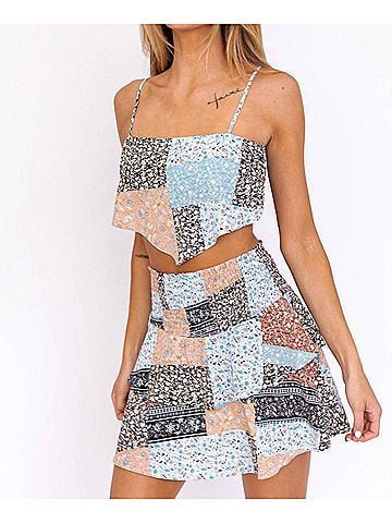 Le Lis Mocha Muse Patchwork Set in Black-Teal (view 2)