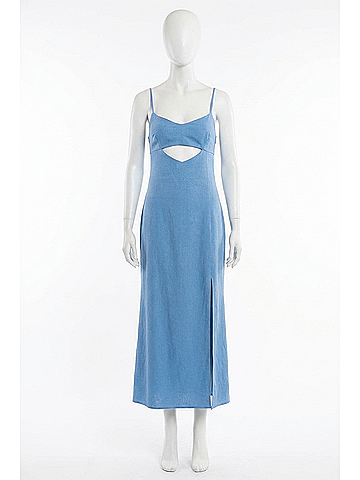 Le Lis Satin Soirée Maxi Dress in Light Blue (view 1)