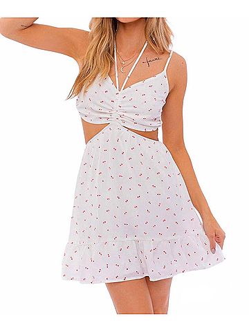 Le Lis Pretty Little Petals Mini Dress in White Multi (view 2)