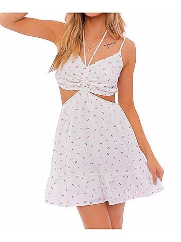 Le Lis Pretty Little Petals Mini Dress in White Multi (view 2)
