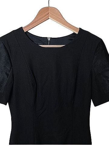 Jenni Kayne Black Wool Calf Hair Sleeves Dress Casual Dress (view 2)