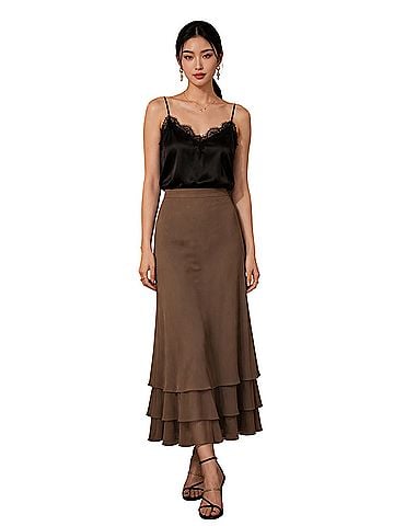 Alex Evenings Taupe Layered Maxi Skirt Formal Skirt (view 1)